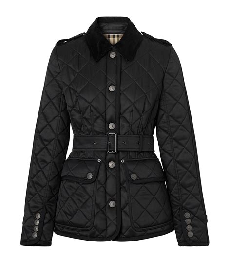 black quilted jacket burberry|Burberry diamond quilted fitted jacket.